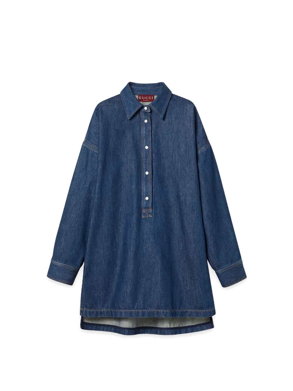 Gucci Collared Denim Shirt In Blue