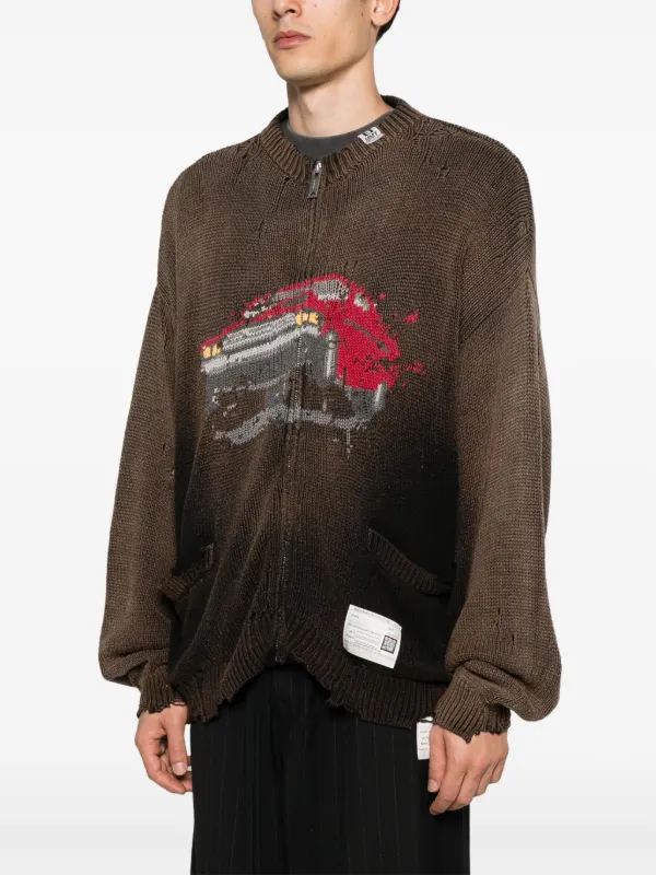 Maison MIHARA YASUHIRO intarsia-knit Cardigan | Black | FARFETCH