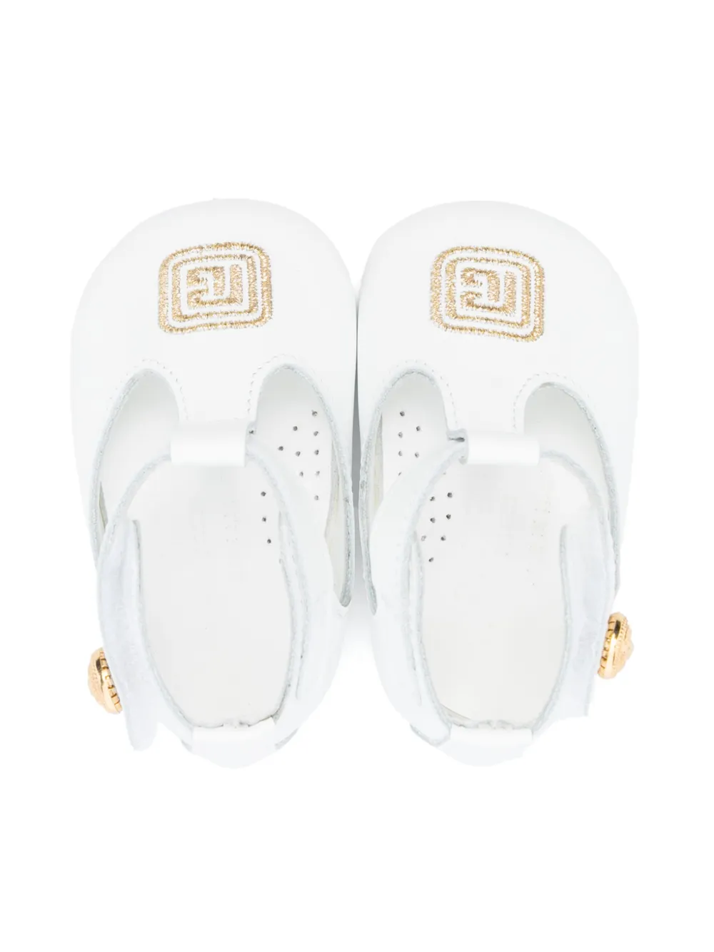 Balmain Kids logo-embroidered ballet flats White