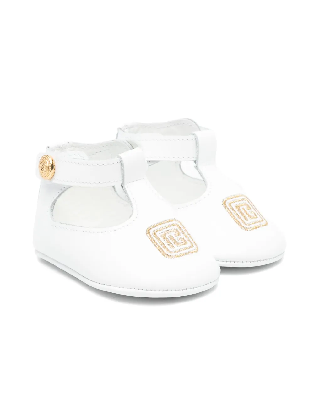 Balmain Kids logo-embroidered ballet flats White