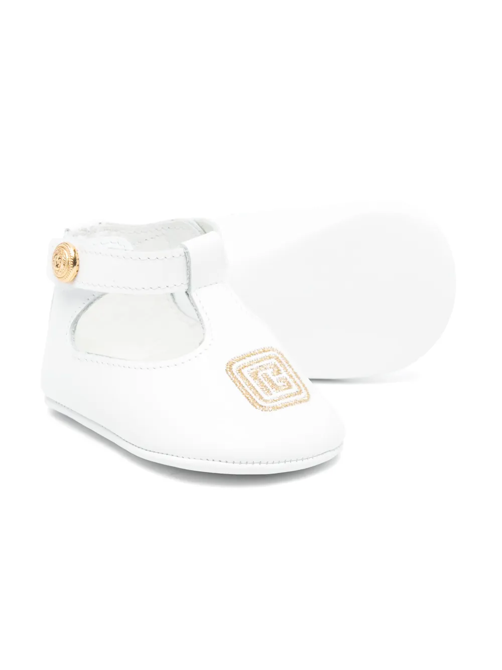 Balmain Kids logo-embroidered ballet flats White