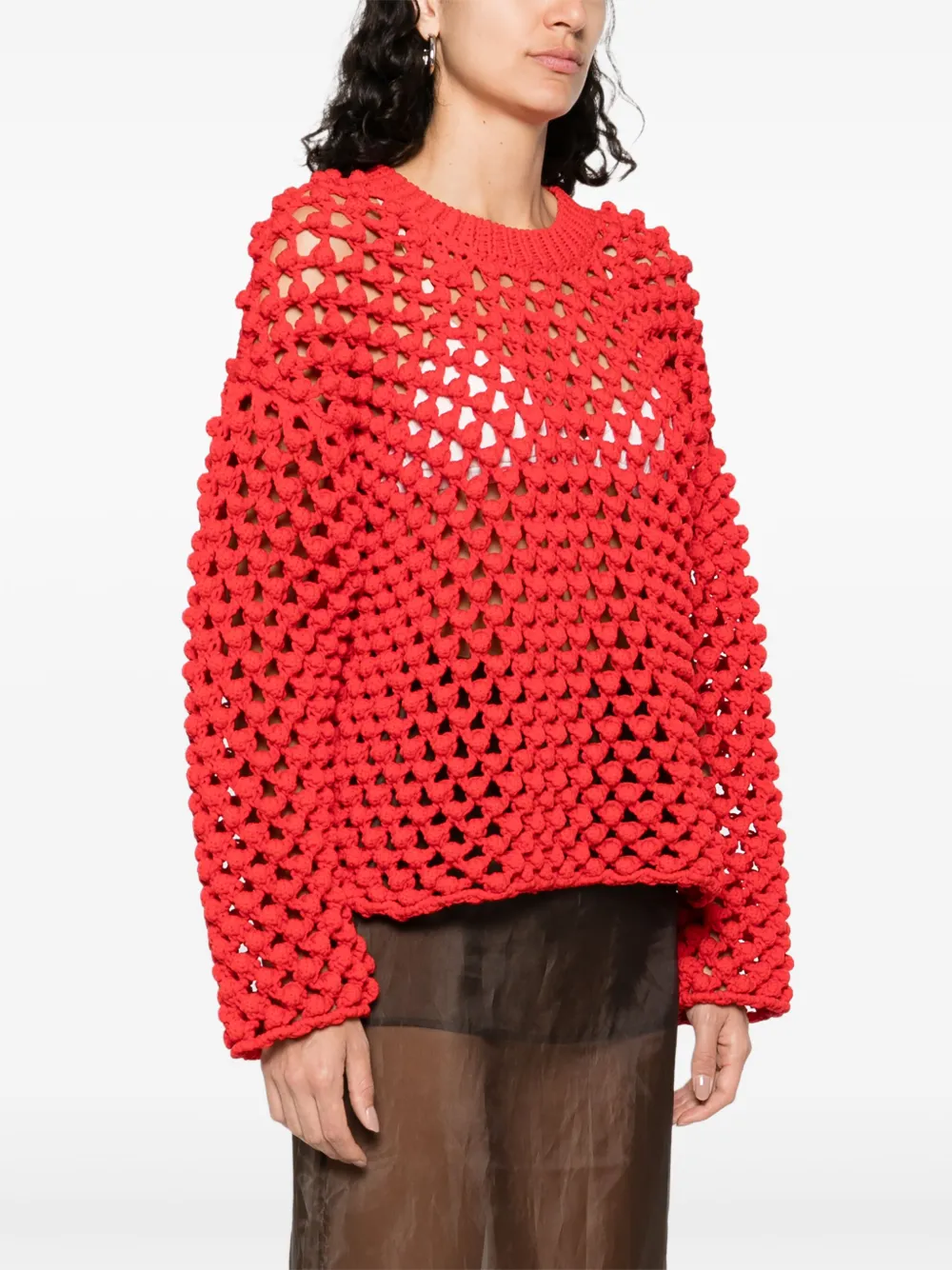 Jil Sander Opengebreide trui Rood