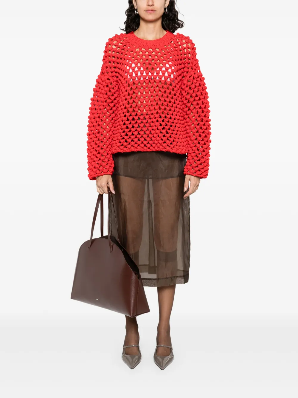 Jil Sander Opengebreide trui Rood