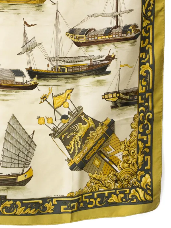 Hermès Pre-Owned 1966 Jonques Et Sampans By F. De La Perriere Silk
