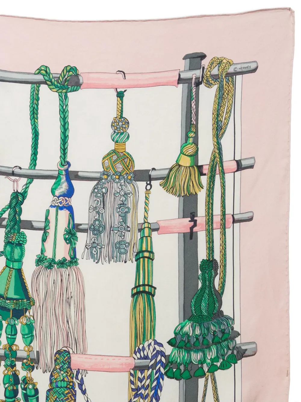 Pre-owned Hermes 2004 Passementerie By F Heron Silk Scarf In Pink
