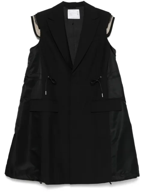sacai manteau à design sans manches et chevrons