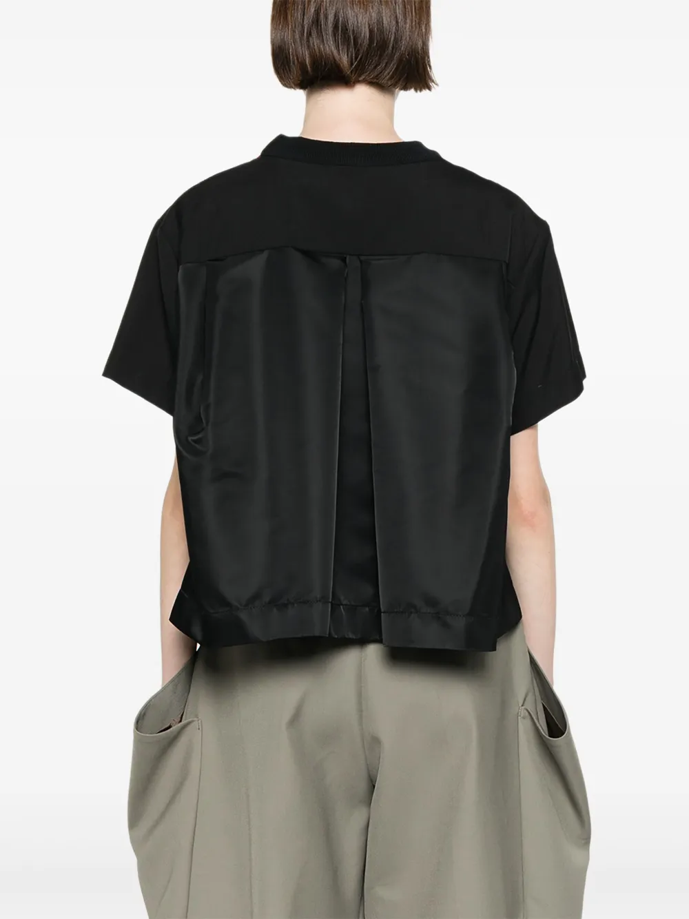 sacai Geplooid T-shirt Zwart