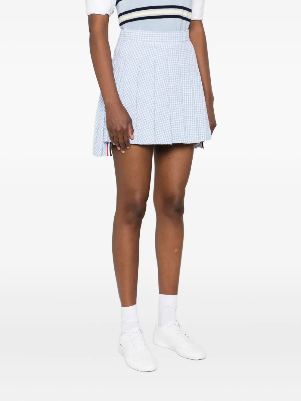 Thom Browne Geruite mini-plooirok Blauw