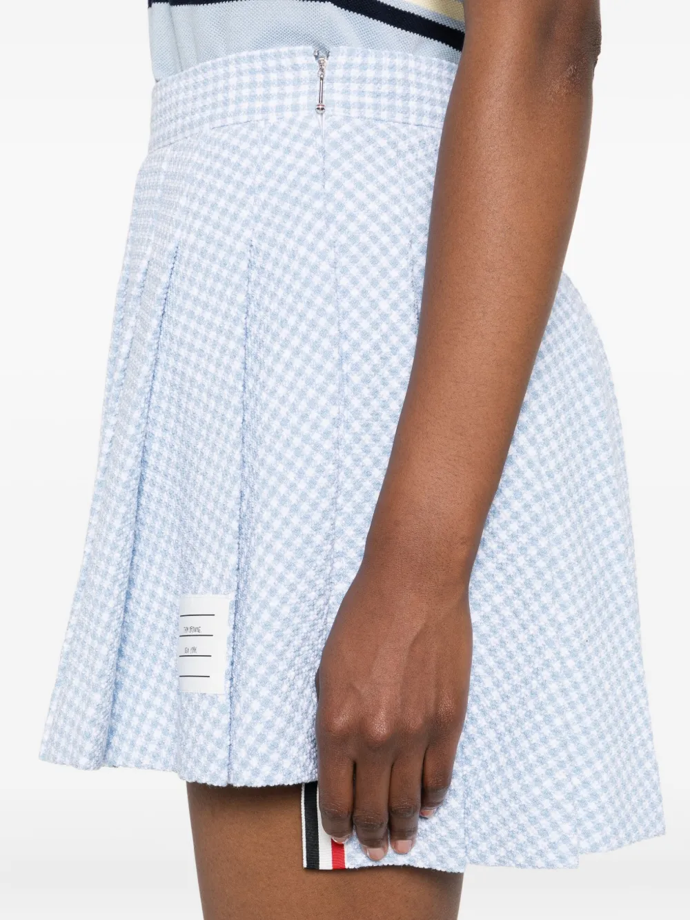 Thom Browne Geruite mini-plooirok Blauw
