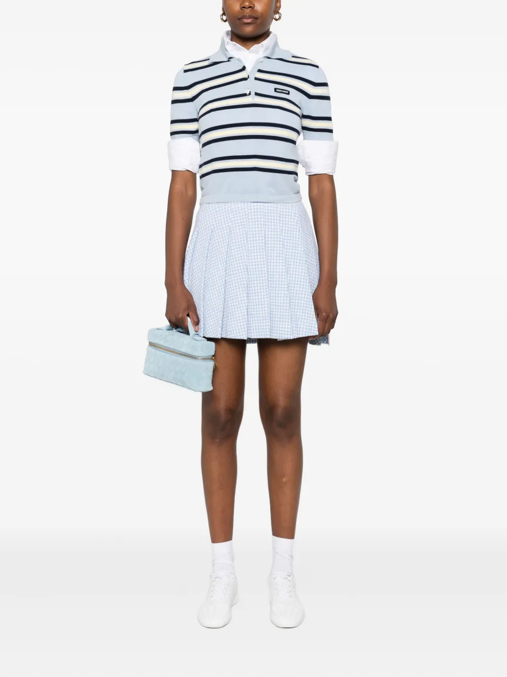 Thom Browne Geruite mini-plooirok Blauw