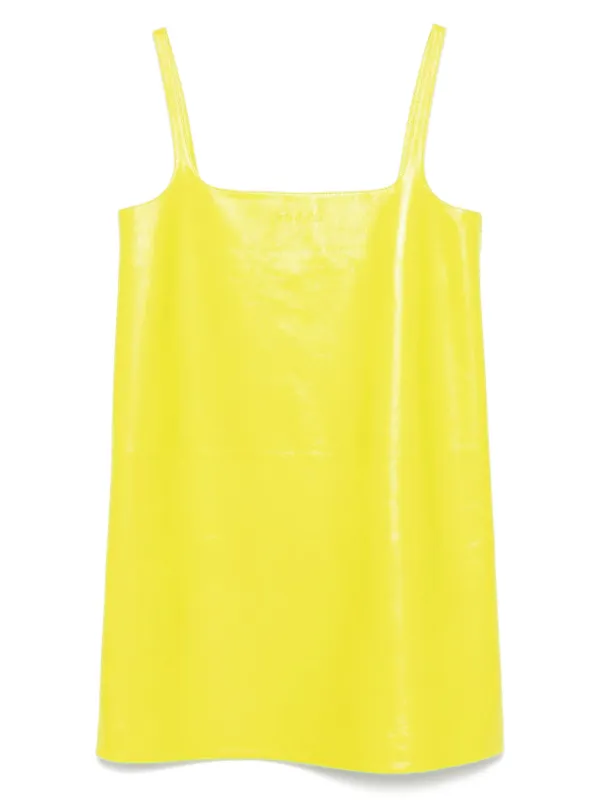 chinese dress ladies ULTRA LUX FAUX LEATHER MOCK NECK MINI DRESS IN LIME GREEN  AKIRA