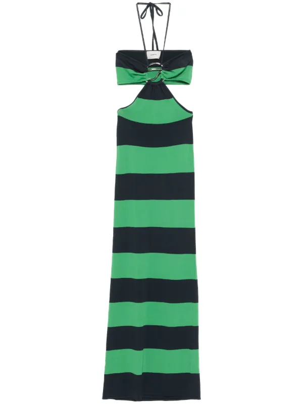 green black striped dress Black&White 1950s Striped Fluorescent Green Lace Dress main image 0