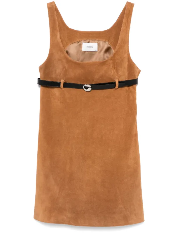 Coperni Sleeveless Suede Dress Brown 36