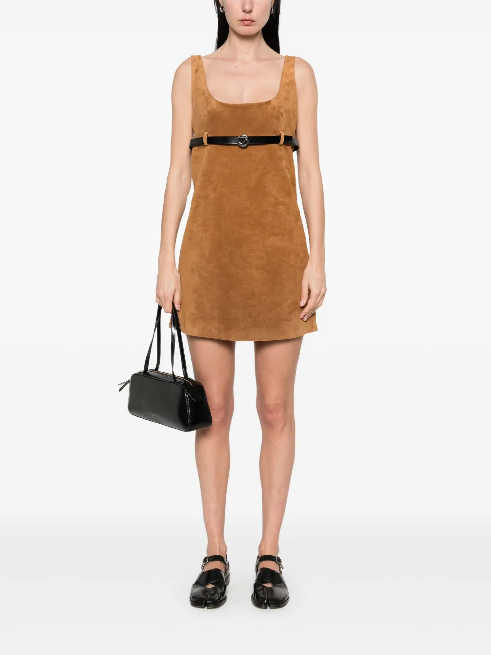 Coperni belted suede mini dress - Bruin