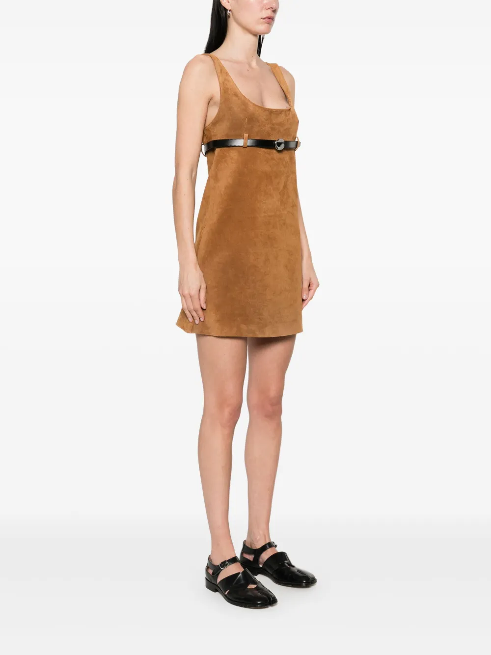 Coperni Suède mini-jurk met ceintuur Bruin