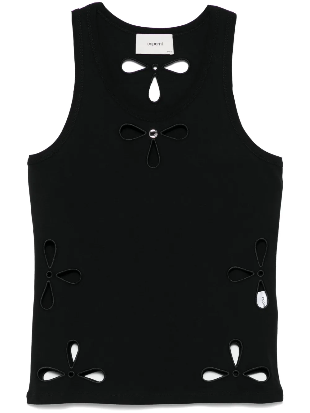 Coperni Petal-embroidered Tank Top In Black