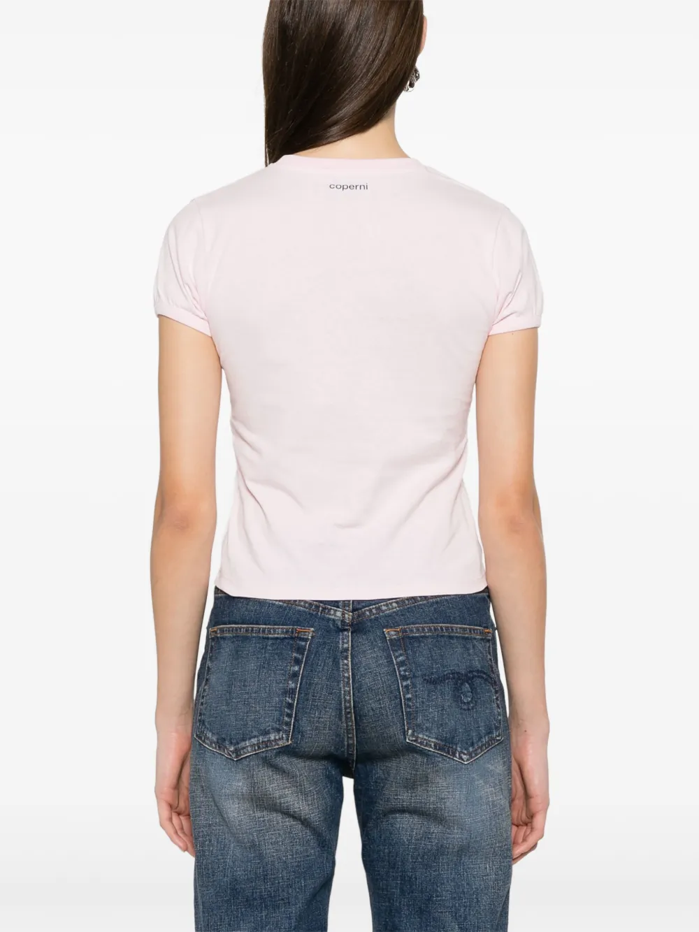 Coperni Gesmockt T-shirt met hartpatroon Roze