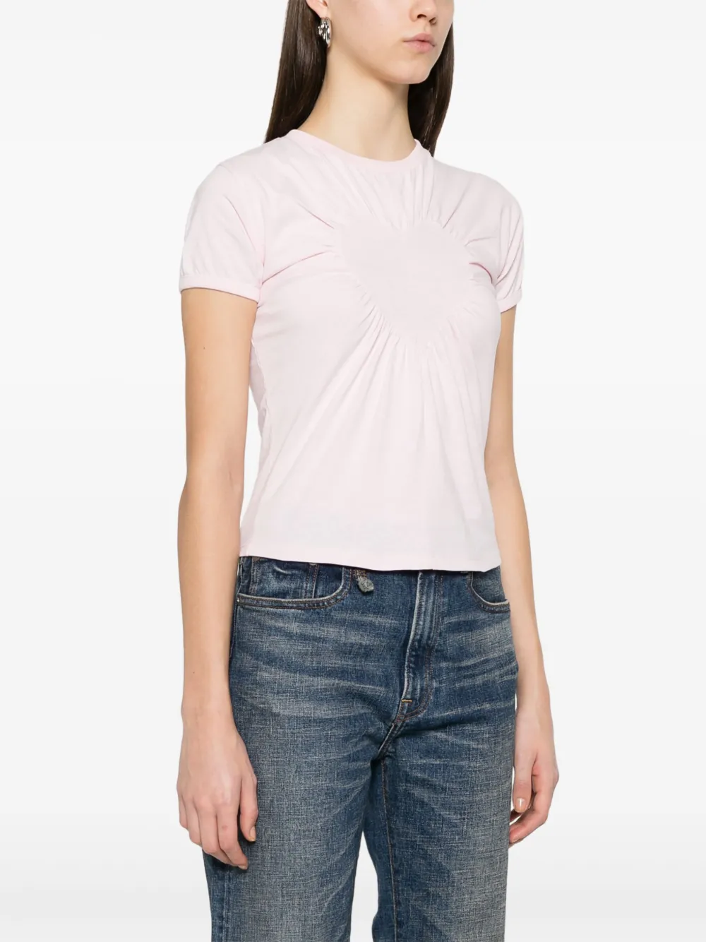 Coperni Gesmockt T-shirt met hartpatroon Roze