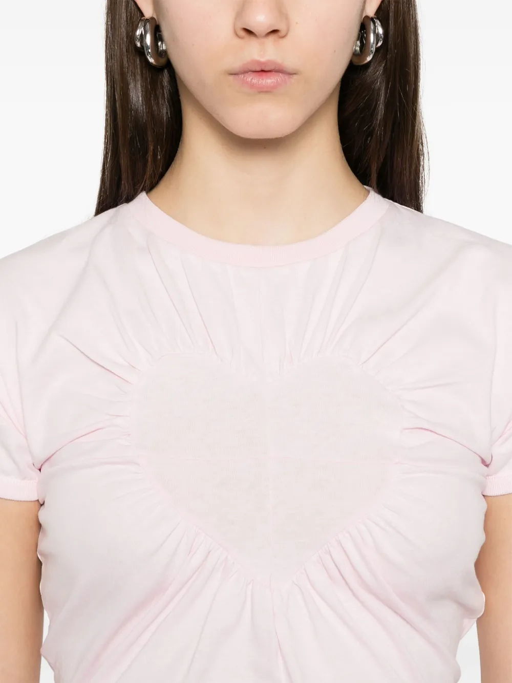 Coperni Gesmockt T-shirt met hartpatroon Roze