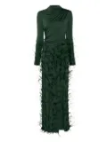 LAPOINTE feathers-embellished jersey maxi dress - Green