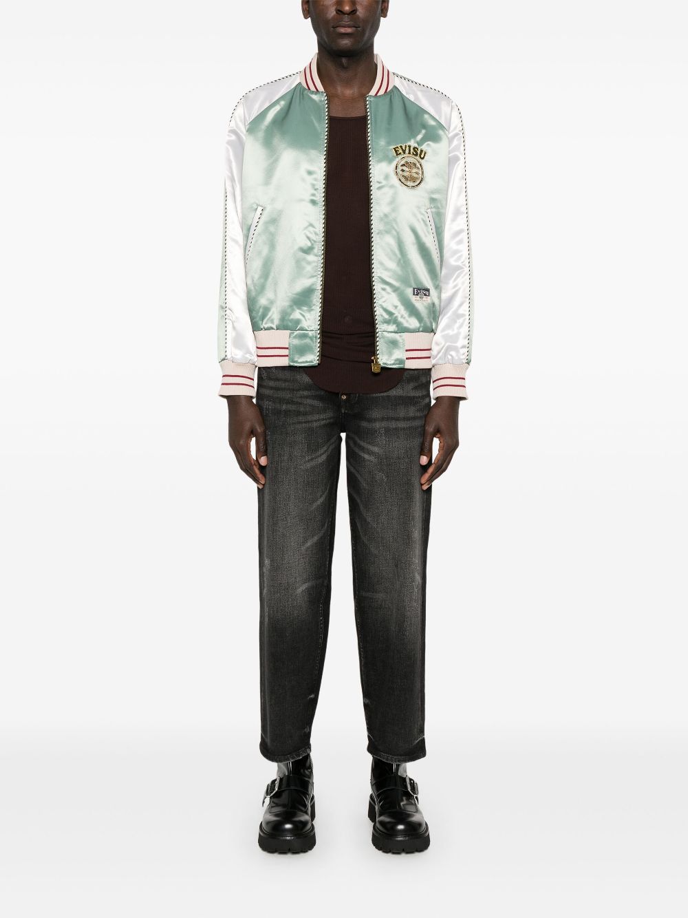 EVISU embroidered bomber jacket - Green