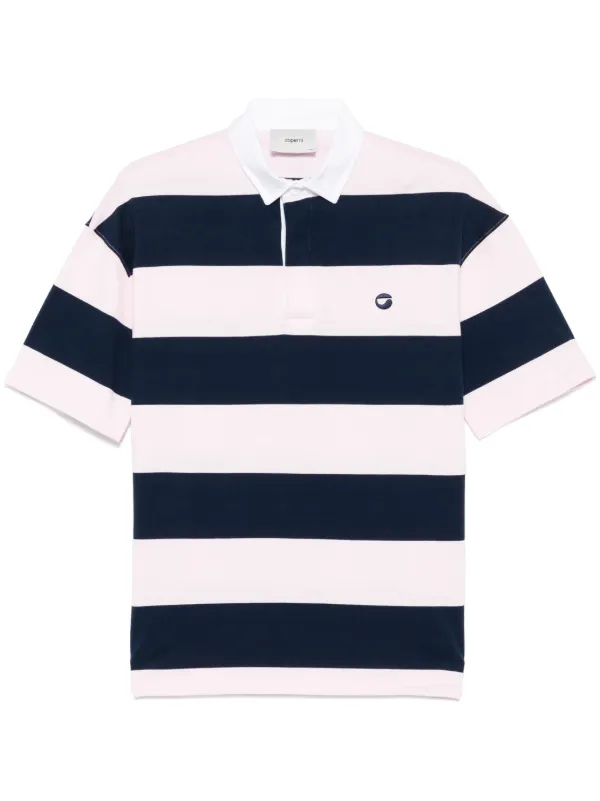 Coperni Striped Cotton Polo Shirt in Pink