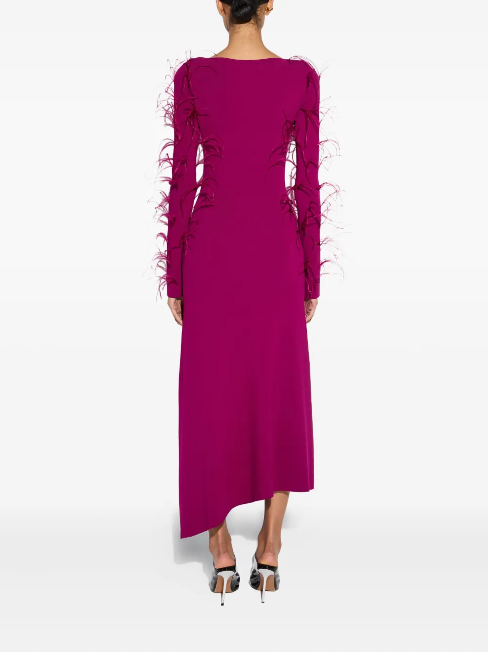 LAPOINTE Midi-jurk met veren Paars