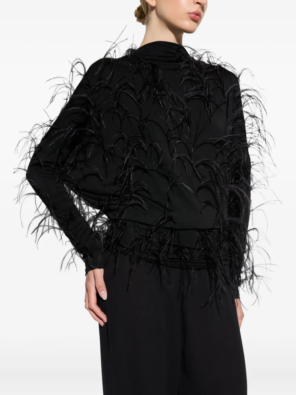 LAPOINTE Shirt met verendetail Zwart