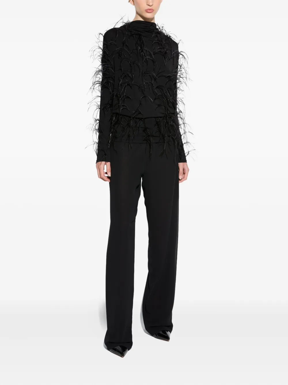 LAPOINTE feather-detail blouse - Zwart