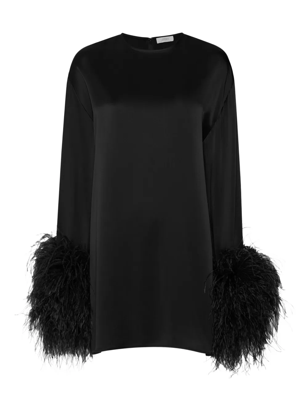 Lapointe Feather-trim Satin Mini Dress