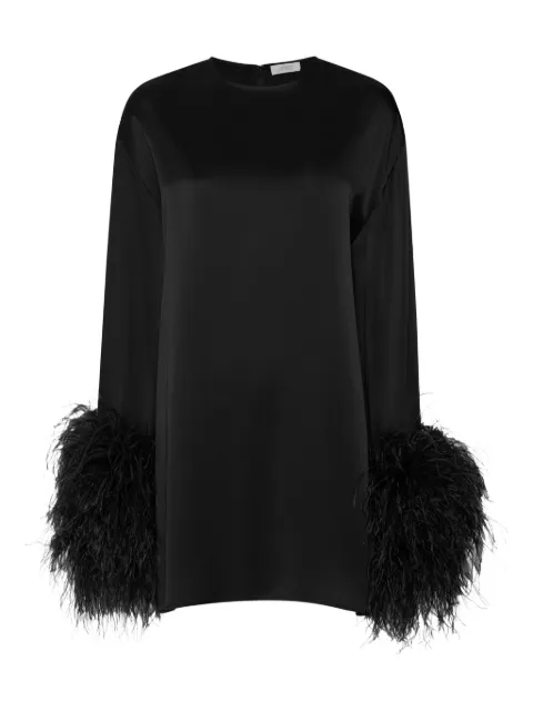 LAPOINTE feather-trim satin mini dress