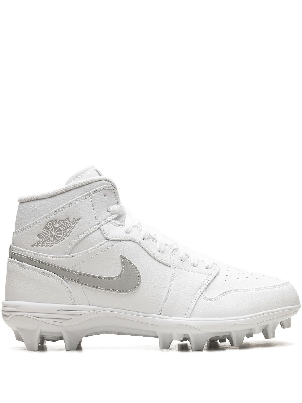 Jordan 1 Mid "White Grey Fog" cleats