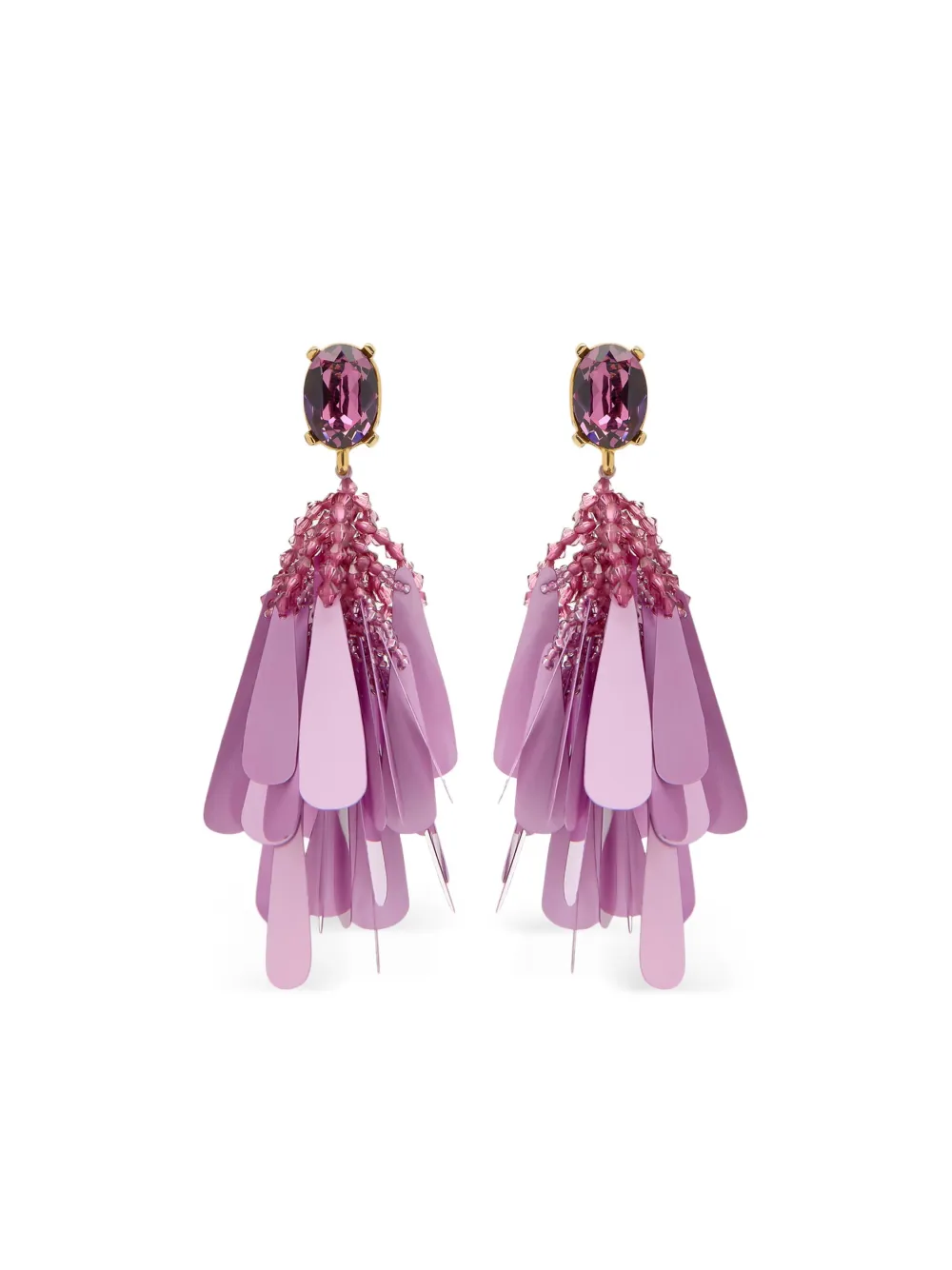 Oscar de la Renta 시퀸 페탈 클립온 이어링 | 퍼플 | Image 1