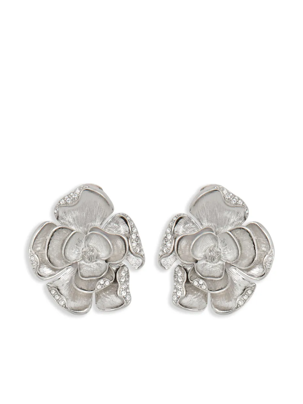 Image 1 of Oscar de la Renta 라지 파베 로즈 클립온 이어링