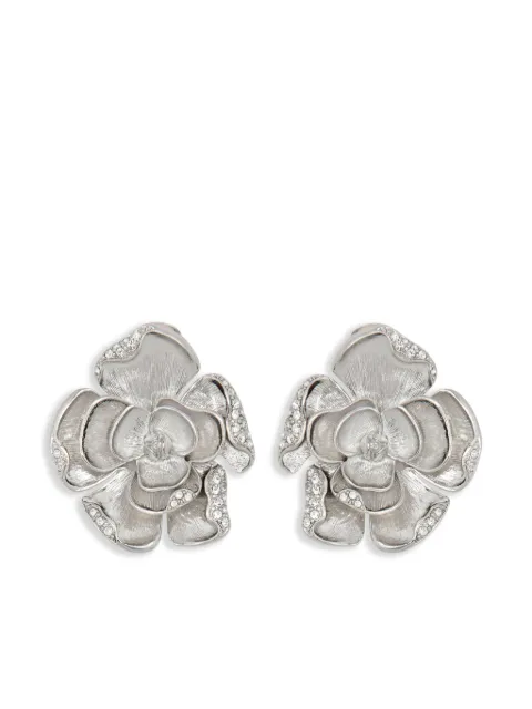 Oscar de la Renta Large Pavé Rose clip-on earrings
