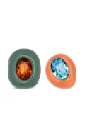 Oscar de la Renta Asymmetric Enamel clip-on earrings - Green