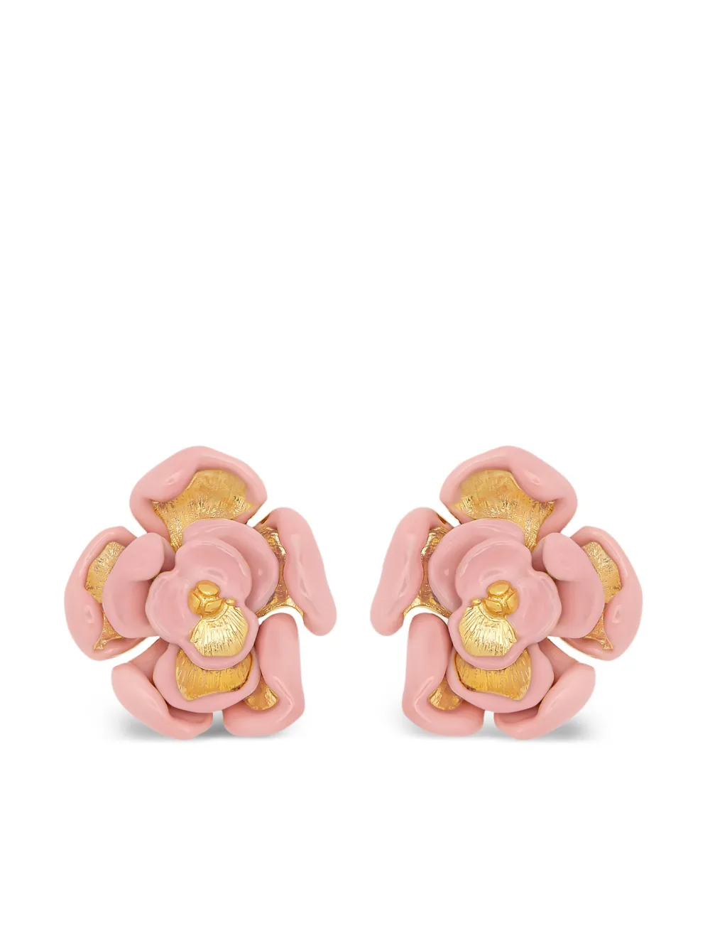 Image 1 of Oscar de la Renta 에나멜 로즈 클립온 이어링