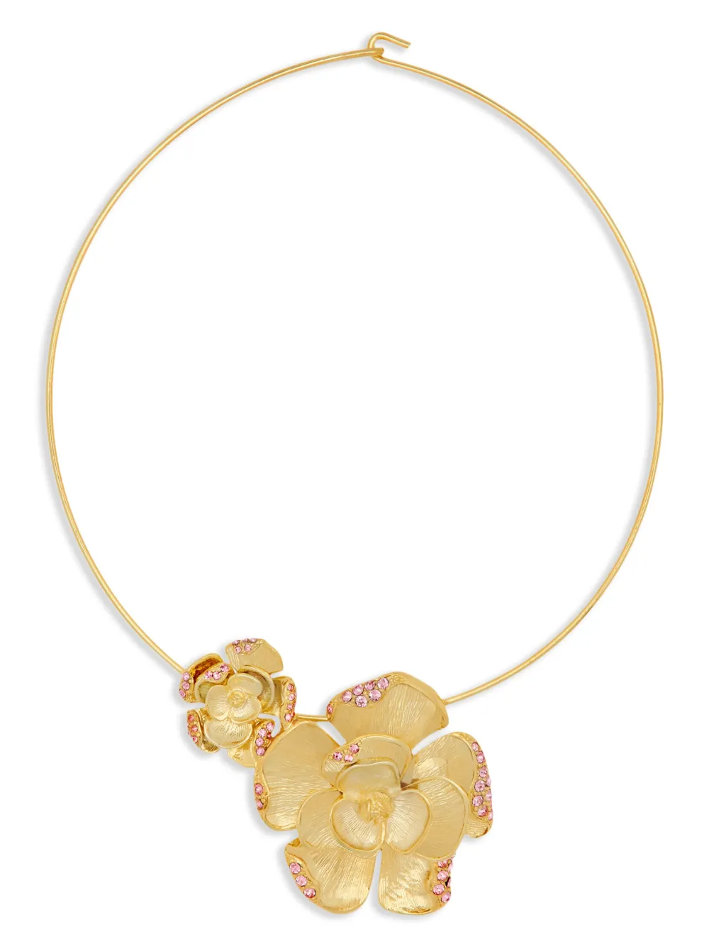 Oscar de la Renta Pavé Rose チョーカー - ゴールドトーン Oscar de la Renta Pavé Rose チョーカー - ゴールドトーン