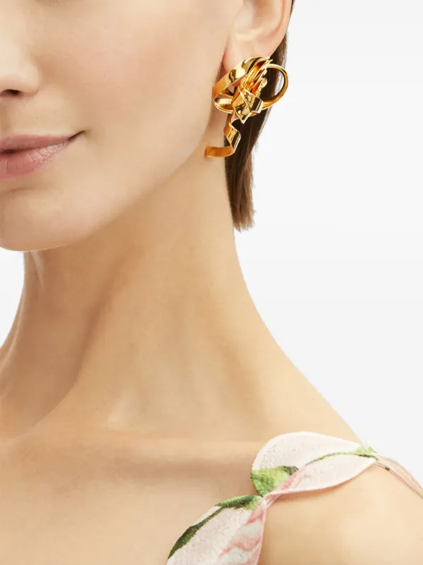 Oscar De La Renta Geometric Rose Earrings Gold FARFETCH UK