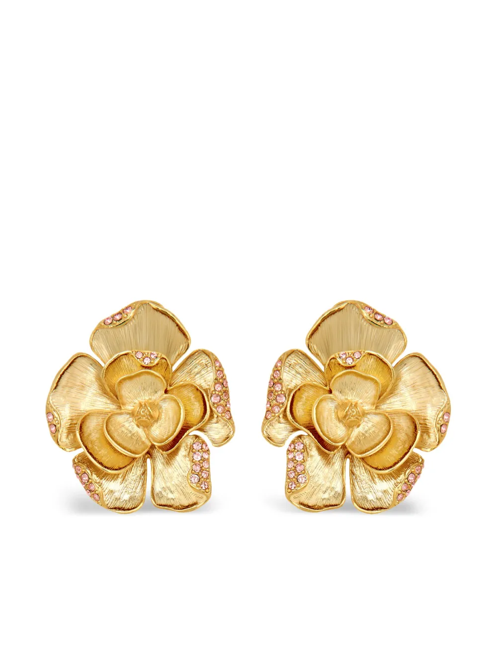 Image 1 of Oscar de la Renta 라지 파베 로즈 클립온 이어링