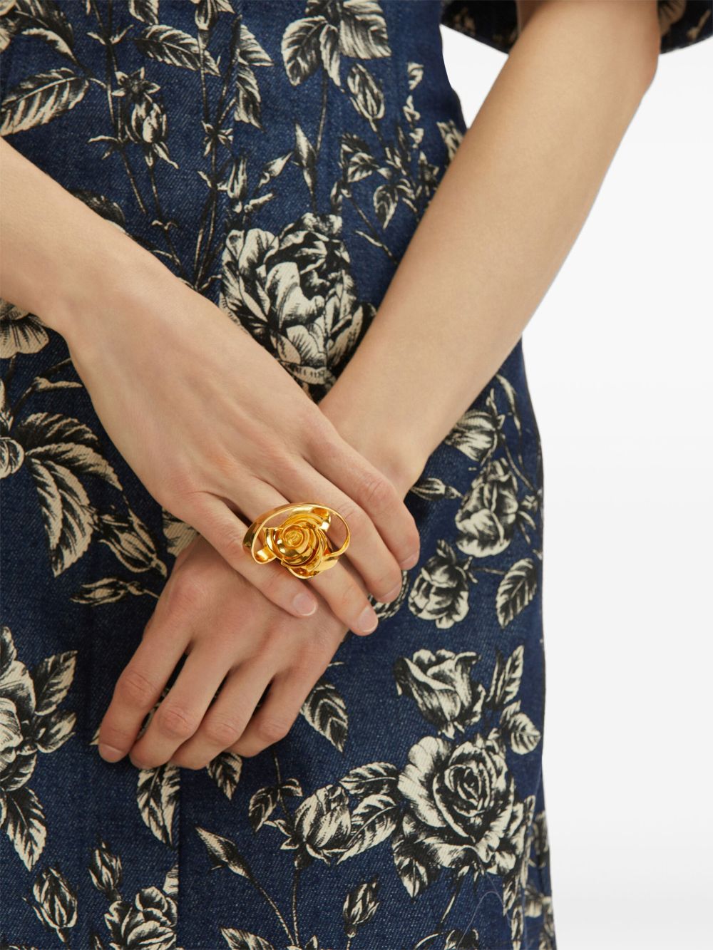 Oscar de la Renta Ring met bloemdetail - Goud