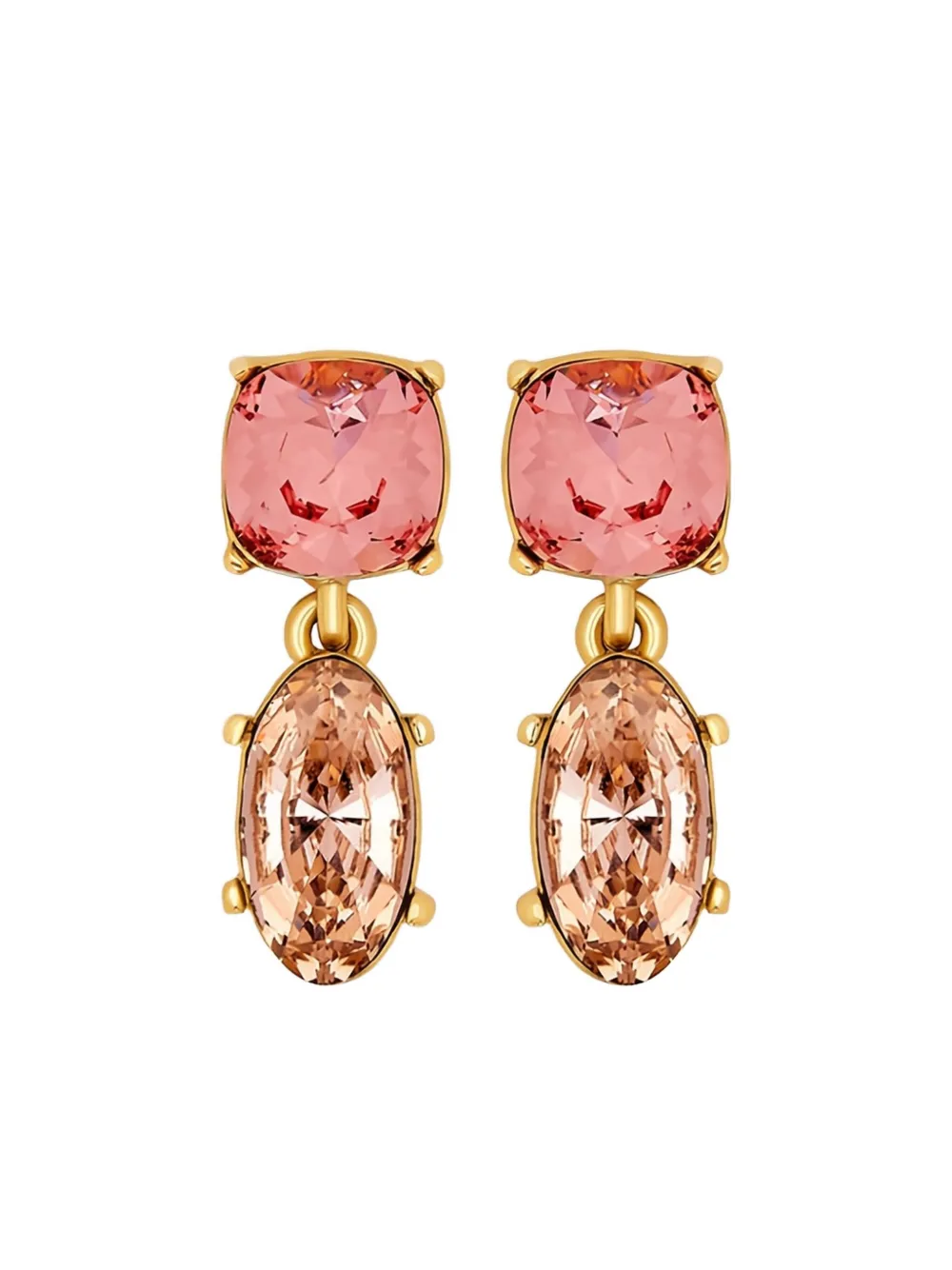 Oscar De La Renta Crystal-embellished Drop Earrings In Pink