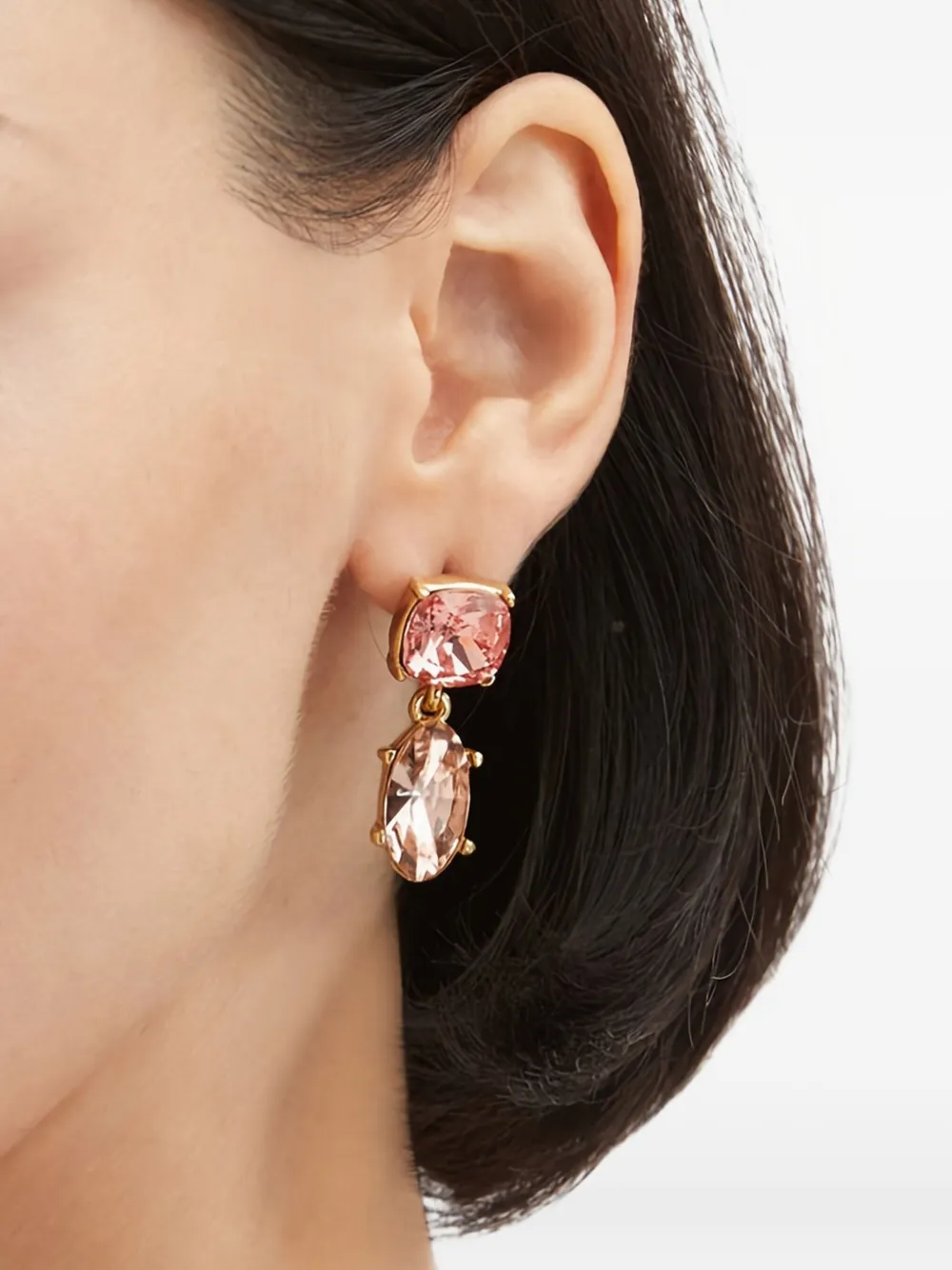 Oscar De La Renta Crystal-embellished Drop Earrings In Pink