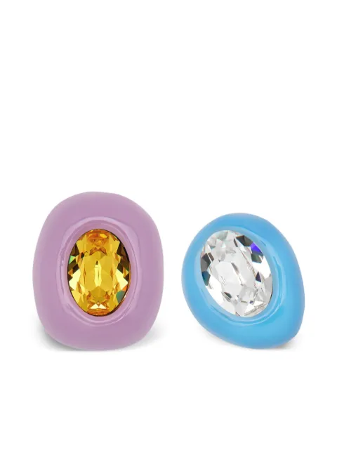 Oscar de la Renta Asymmetric Enamel clip-on earrings