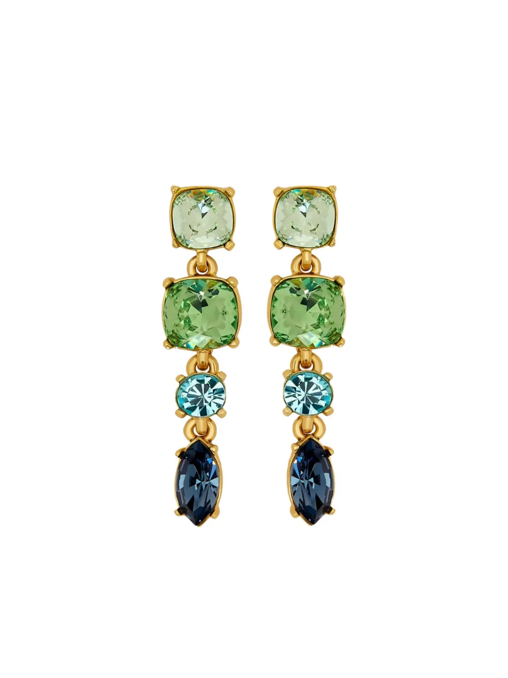 Oscar De La Renta Four-tier Drop Earrings In Green