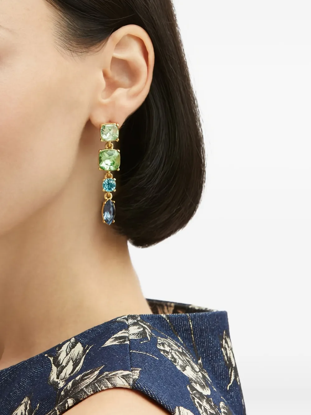 Oscar De La Renta Four-tier Drop Earrings In Green