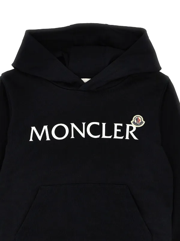 Moncler Enfant logo-print Hoodie | Black | FARFETCH