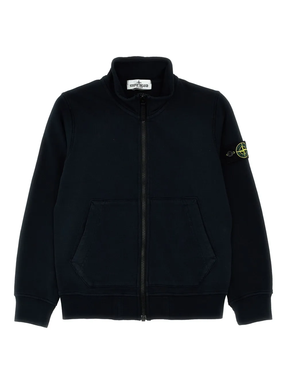 Stone Island Junior Sweater met Compass-logopatch en rits Blauw