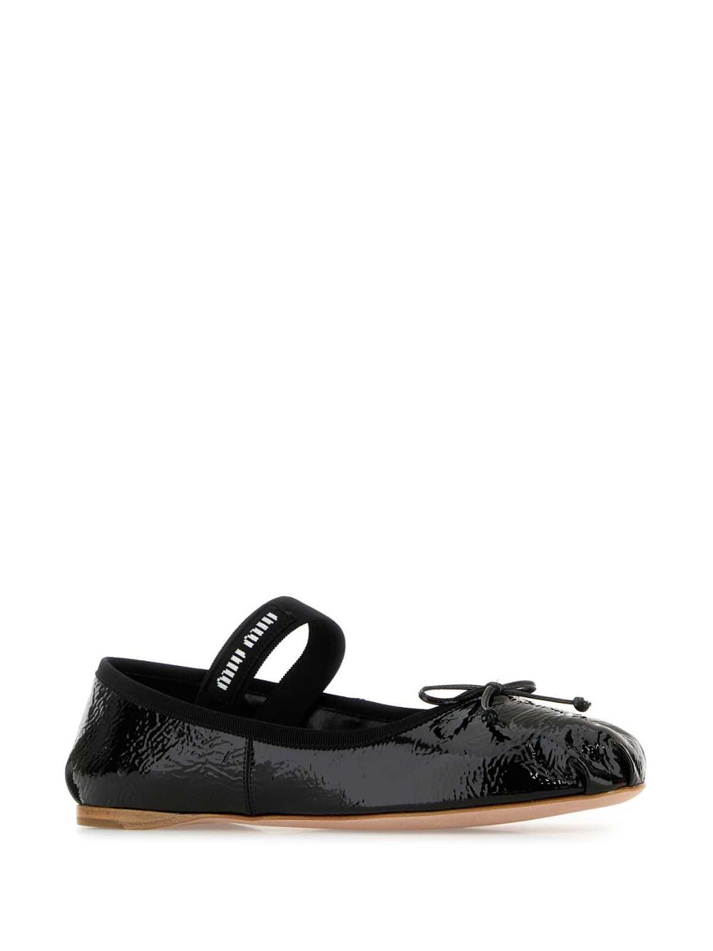 Miu Miu logo-strap ballet flats - Zwart