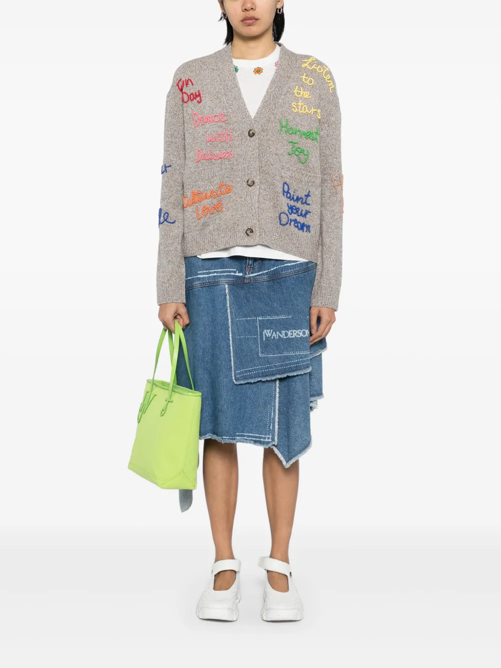 Mira Mikati beaded embroidered word cardigan - Bruin